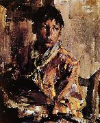 Nikolay Fechin The Indian boy holding the kettle oil painting on canvas
